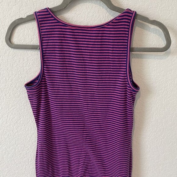 Motherhood Maternity Striped Tank Top Dress Womens Small Pink Magenta Navy - Picture 7 of 9
